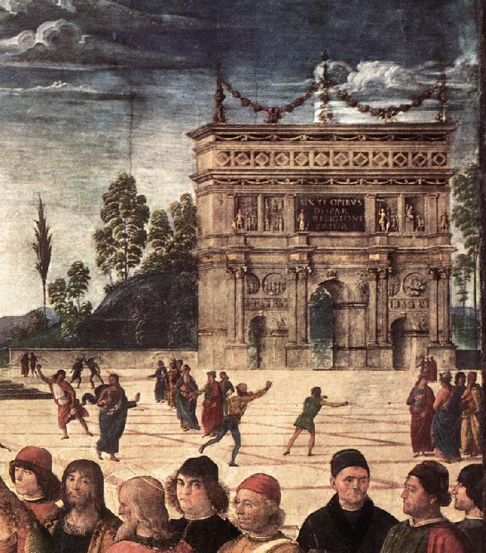 PERUGINO, Pietro Christ Handing the Keys to St. Peter (detail) as china oil painting image
